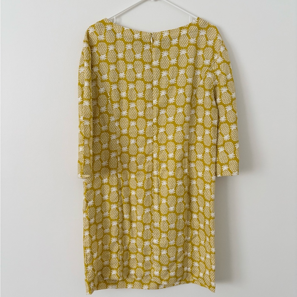 Boden NEW Pineapple Print Laurie Linen Midi Dress in Chartreuse Size 10 - Picture 5 of 6